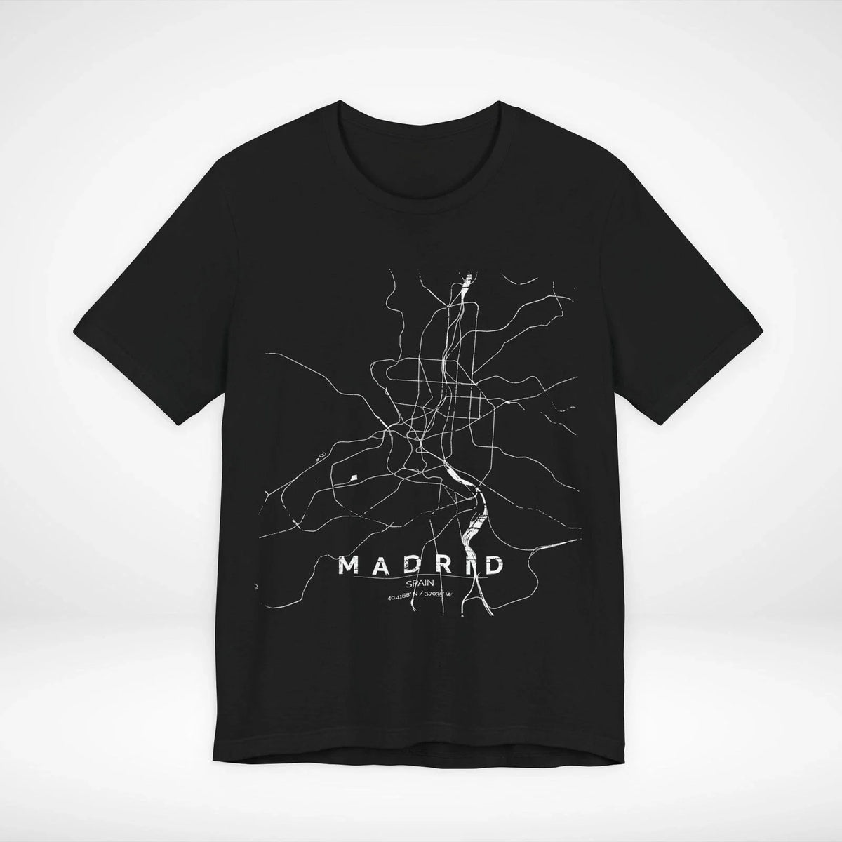 Madrid Spain Map Minimalist Rail Graphic Tee Streetwear Unisex , , , Long Sleeve Tee