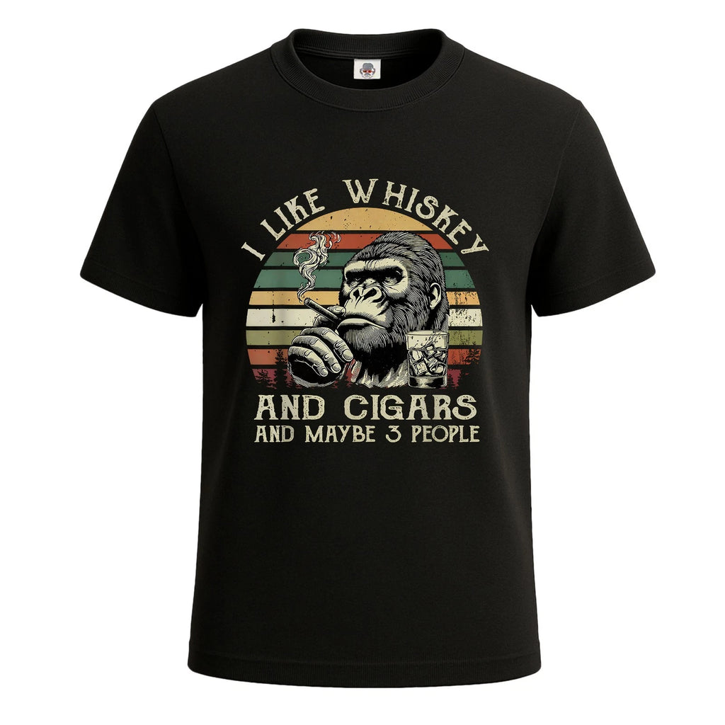 I Like Whiskey And Cigars And Maybe Retro TShirt Ape Gorilla Novelty Tee Top