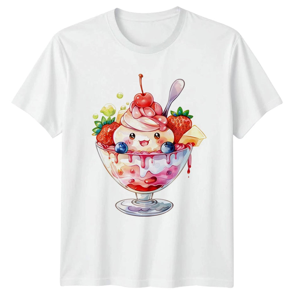 Kawaii Strawberry Ice Cream Sundae T-Shirt Summer Gift For Him And Her
