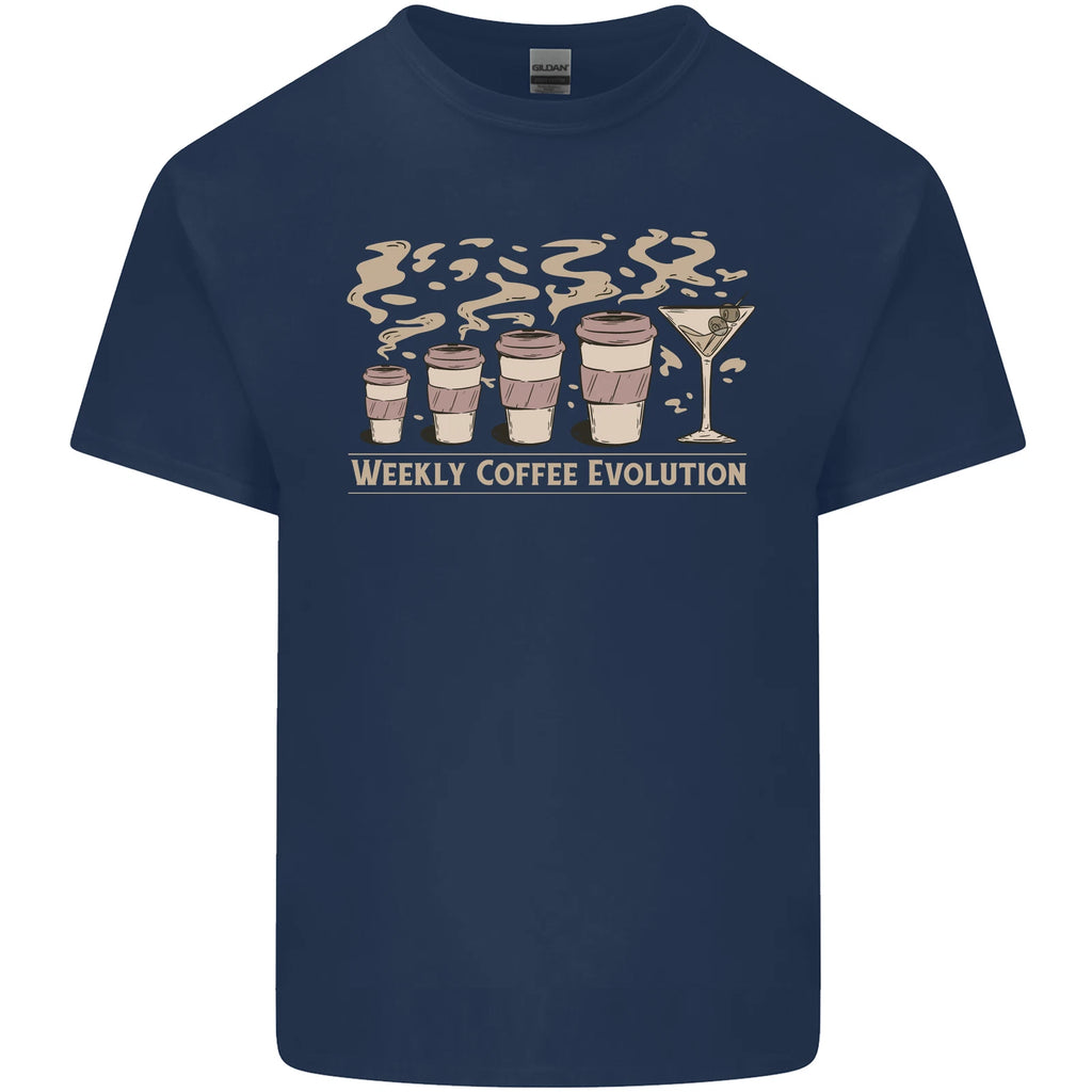 Funny Weekly Coffee to Alcohol Evolution Wine Mens Light Cotton T-Shirt