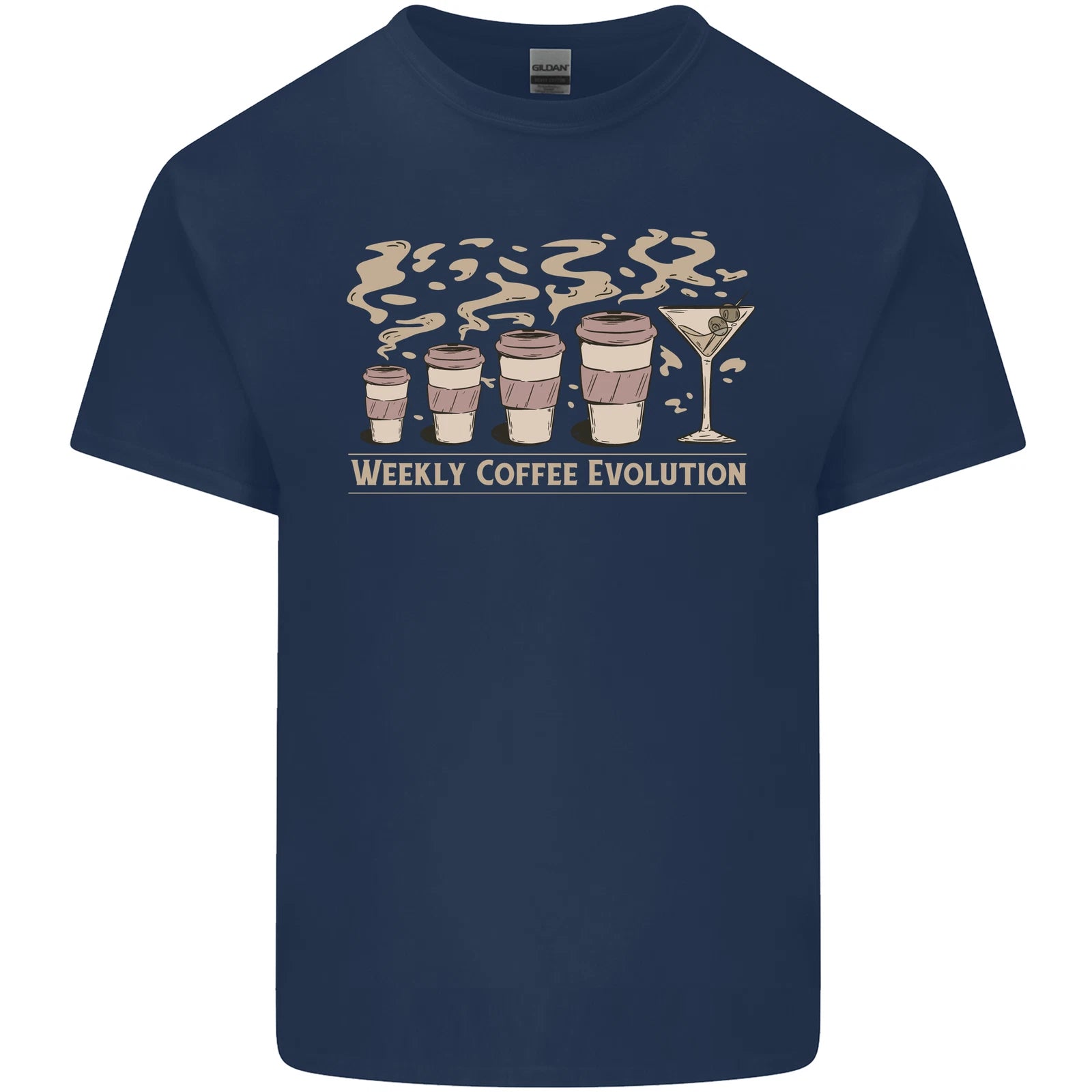 Funny Weekly Coffee to Alcohol Evolution Wine Mens Light Cotton T-Shirt