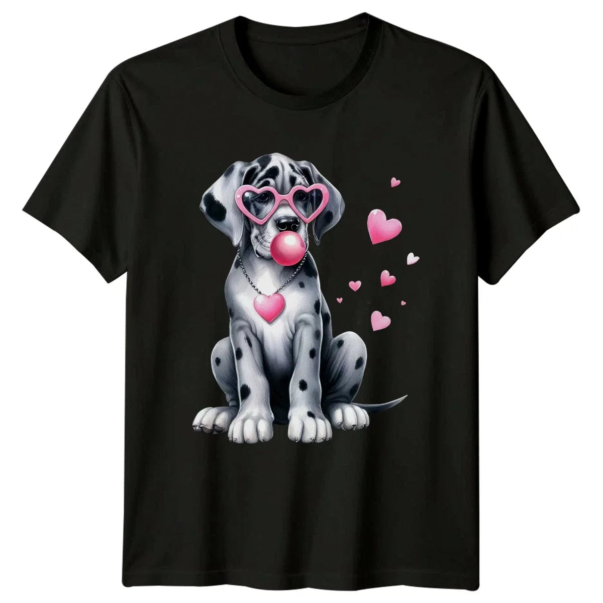 Cute Dog Heart Glasses Bubble Gum Animals Dogs Unisex Graphic Tee Unisex , , , Long Sleeve Tee