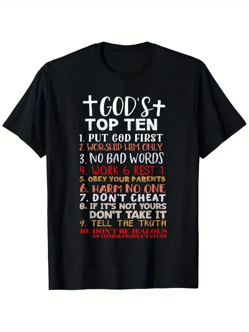 Jesus 10 Commandments Christian Bible Verse - Black with Red & White Let Unisex , , , Long Sleeve Tee