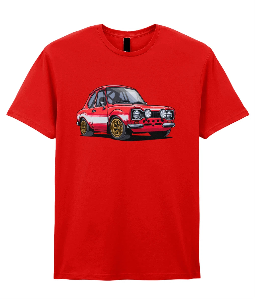 Cartoon Escort Rally Car Drawing T-Shirt.