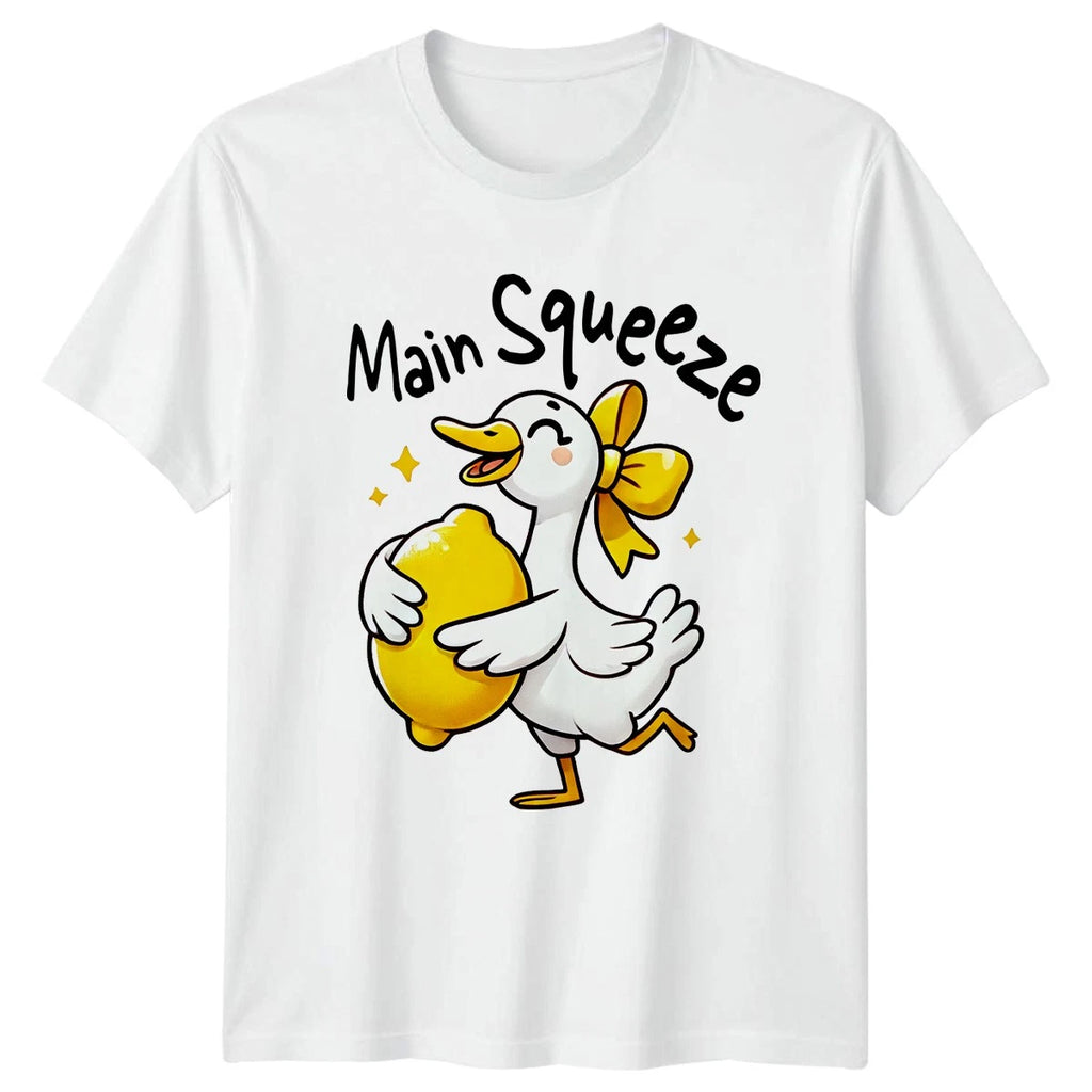 Main Squeeze Womens T-Shirt Cute Duck Lemon Relationship Humor Valentines Day