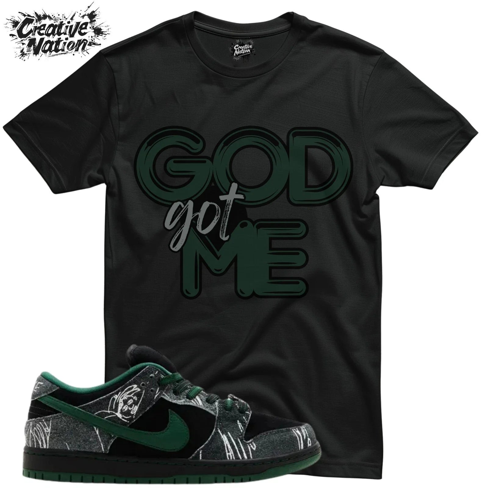 Shirt To Match SB Dunk Low There Skateboards Unisex Tee GOD Got Me Shirt Unisex , , , Long Sleeve Tee