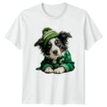 Cute Puppy Dog Wearing St Patricks Australian Shepherd Puppy Unisex , , , Long Sleeve Tee