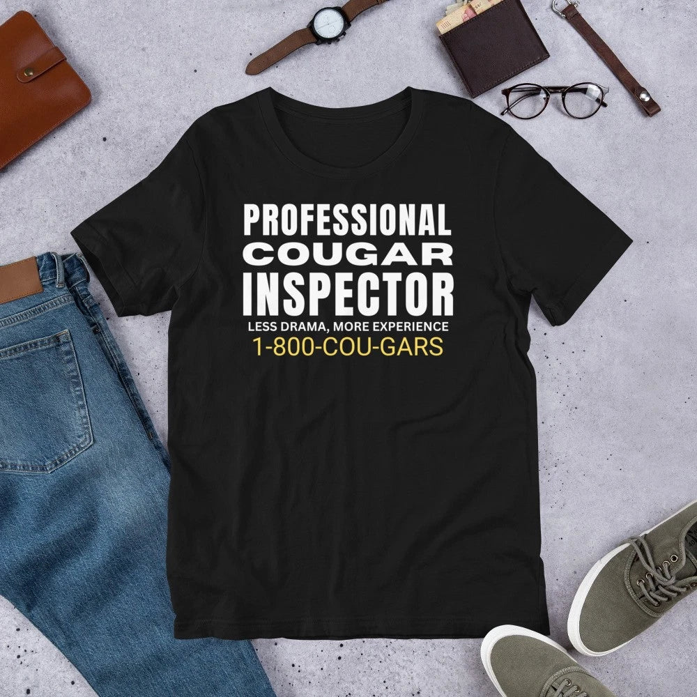 Professional Cougar Inspector Funny Sarcastic Joke Gag Mens t-shirt