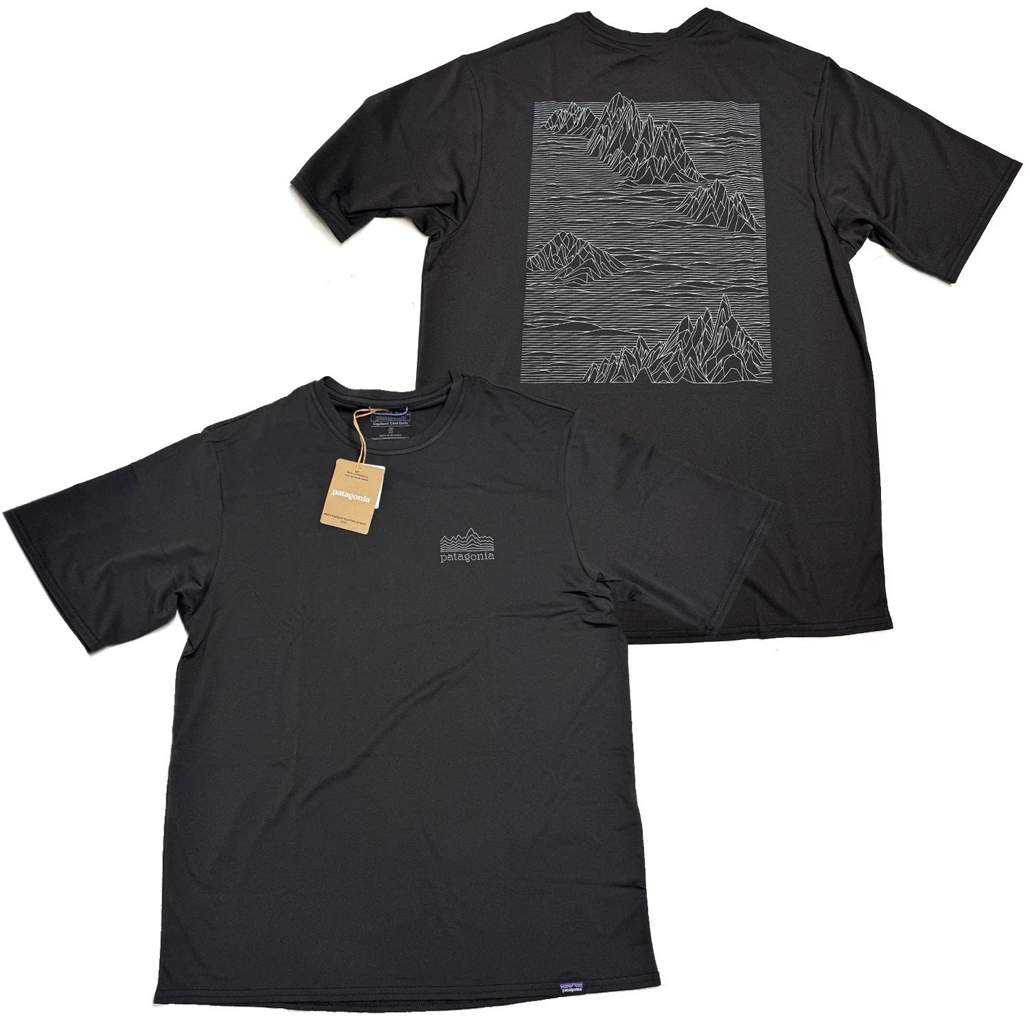 Patagonia Mens Capilene Cool Daily Graphic S/S - Strataspire: Black Unisex , , , Long Sleeve Tee