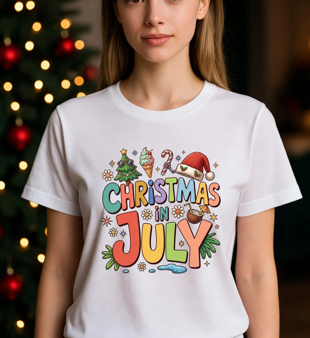 Christmas In July T-Shirt - Funny Christmas Day Shirt - Party Gift For Tee Top