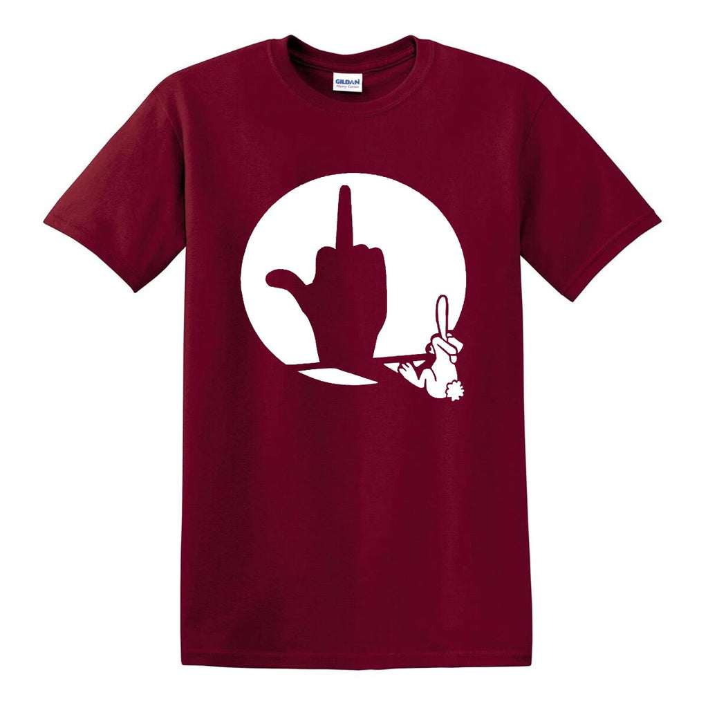 Middle Finger Shadow Puppet T-Shirt Funny Rude Joke Novelty Rabbit Gift Top Tee