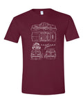 Karmann Ghia Blueprint Tee w. Air Cooled Engine Diagram Unisex , , , Long Sleeve Tee