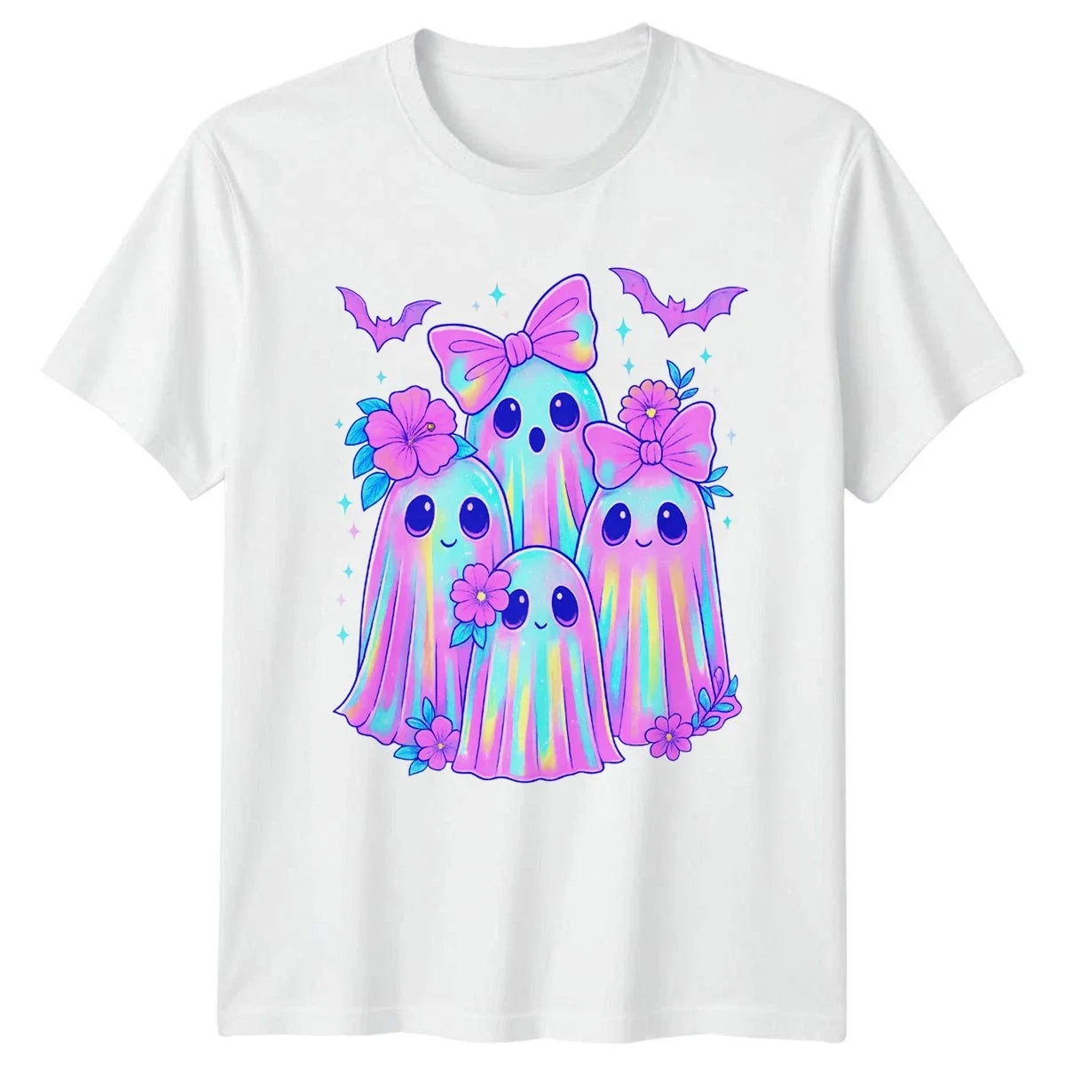 Pastel Ghosts Halloween Mens Womens Tee Cute Graphic Top Unisex , , , Long Sleeve Tee