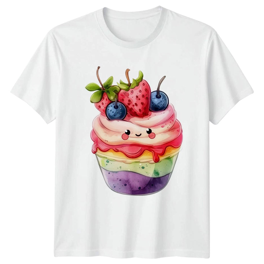 Kawaii Strawberry Blueberry Cupcake T-Shirt Summer Fruit Gift For Him And Her