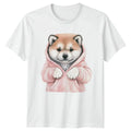 Cute Watercolor Puppy In Pink Womens Akita Puppy Dogs Birthday Unisex , , , Long Sleeve Tee