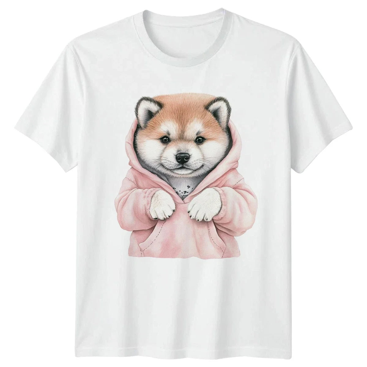 Cute Watercolor Puppy In Pink Womens Akita Puppy Dogs Birthday Unisex , , , Long Sleeve Tee