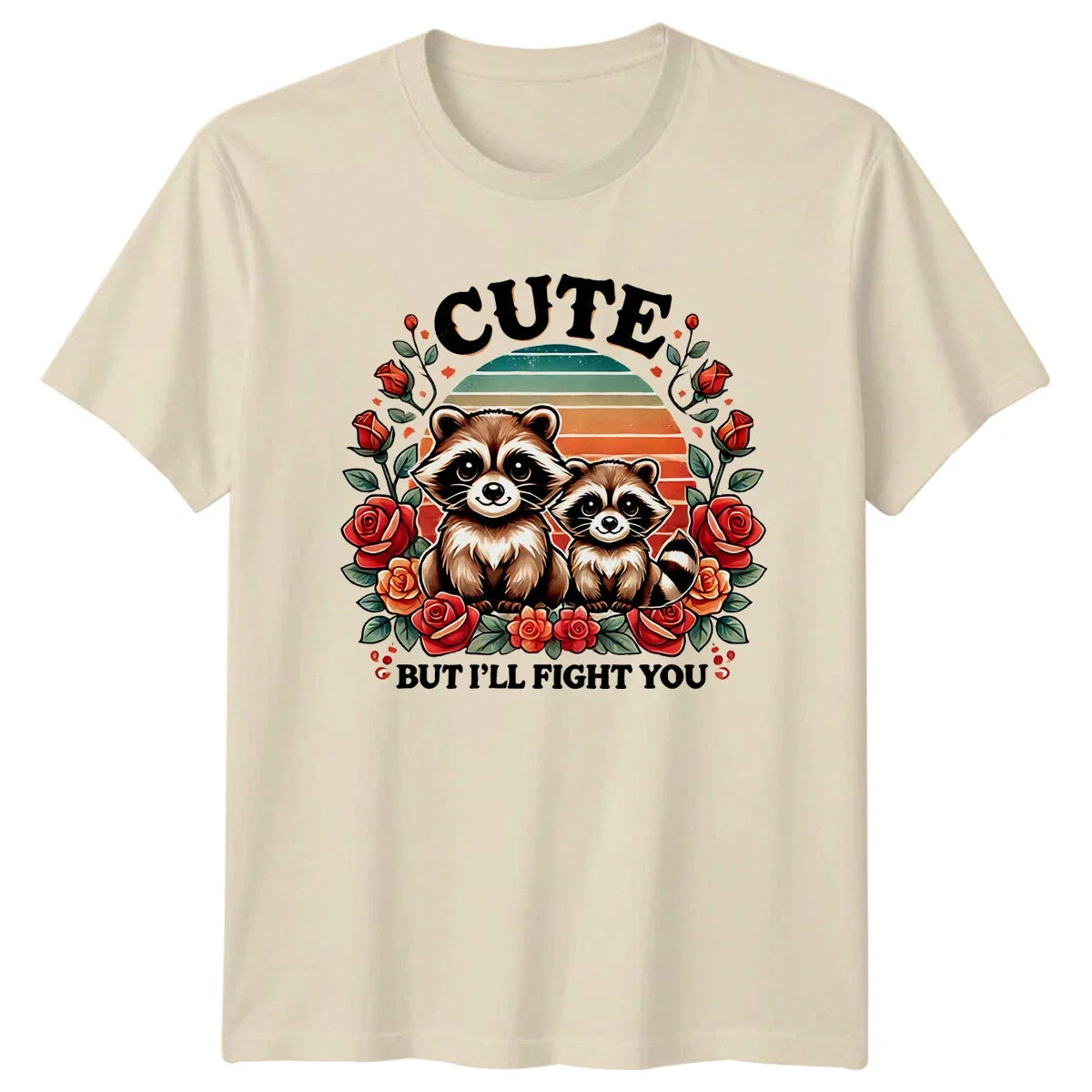 Cute Raccoon Flower Bouquet Animal Lovers Graphic Design Unisex , , , Long Sleeve Tee