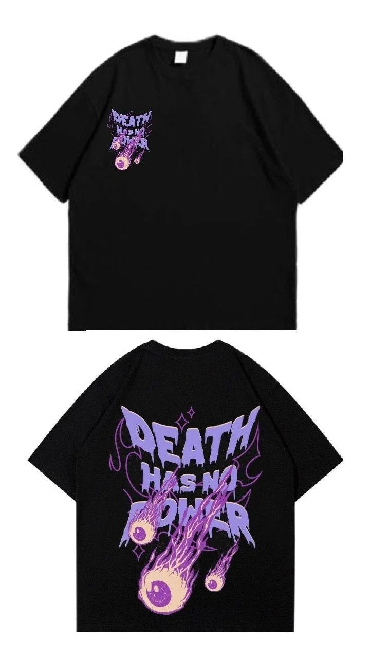 Death Has No Power Gothic Flame Graphic Dark Aesthetic Unisex , , , Long Sleeve Tee