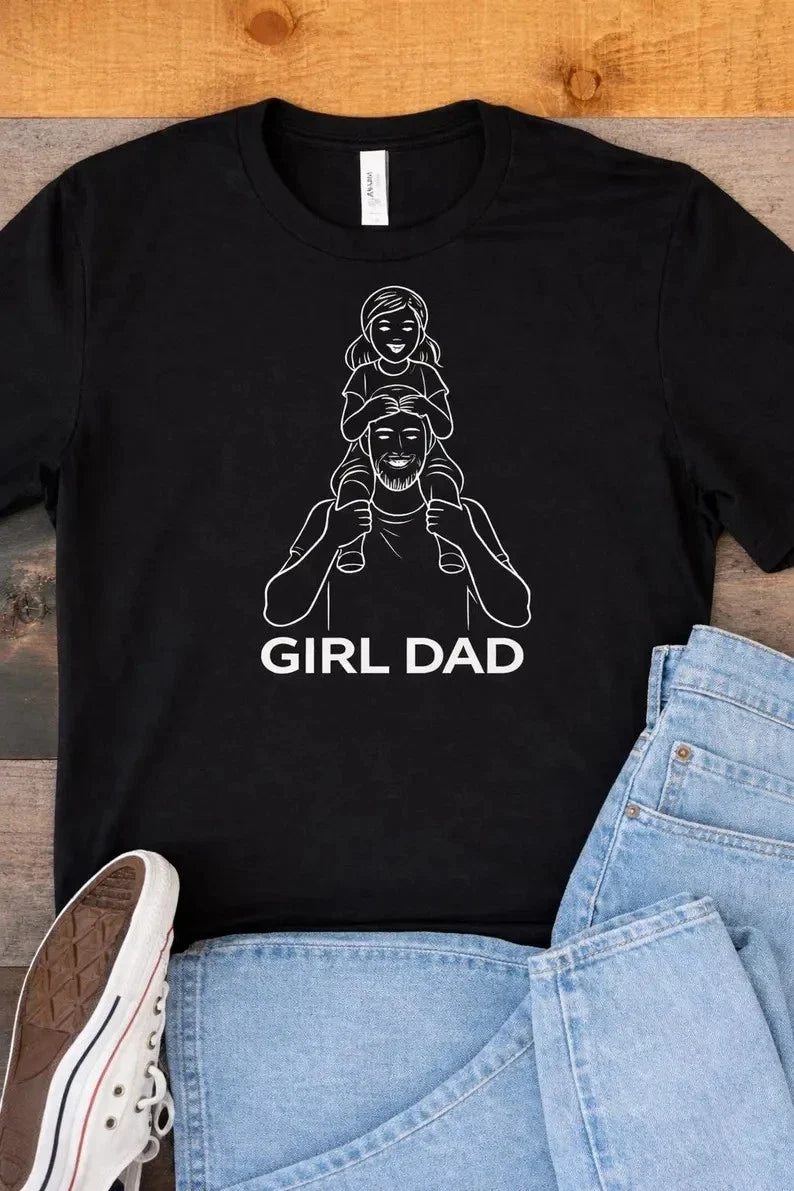 Girl Dad Minimalist Line Art Comfort Tee Unisex , , , Long Sleeve Tee