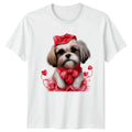 Shih Tzu Puppy Hearts Valentines Day Mens Womens Tee Graphic Top Unisex , , , Long Sleeve Tee