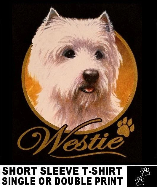 VERY CLASSY COOL WESTIE DOG ART WITH GOLD LETTERING DOG XT705 Unisex , , , Long Sleeve Tee