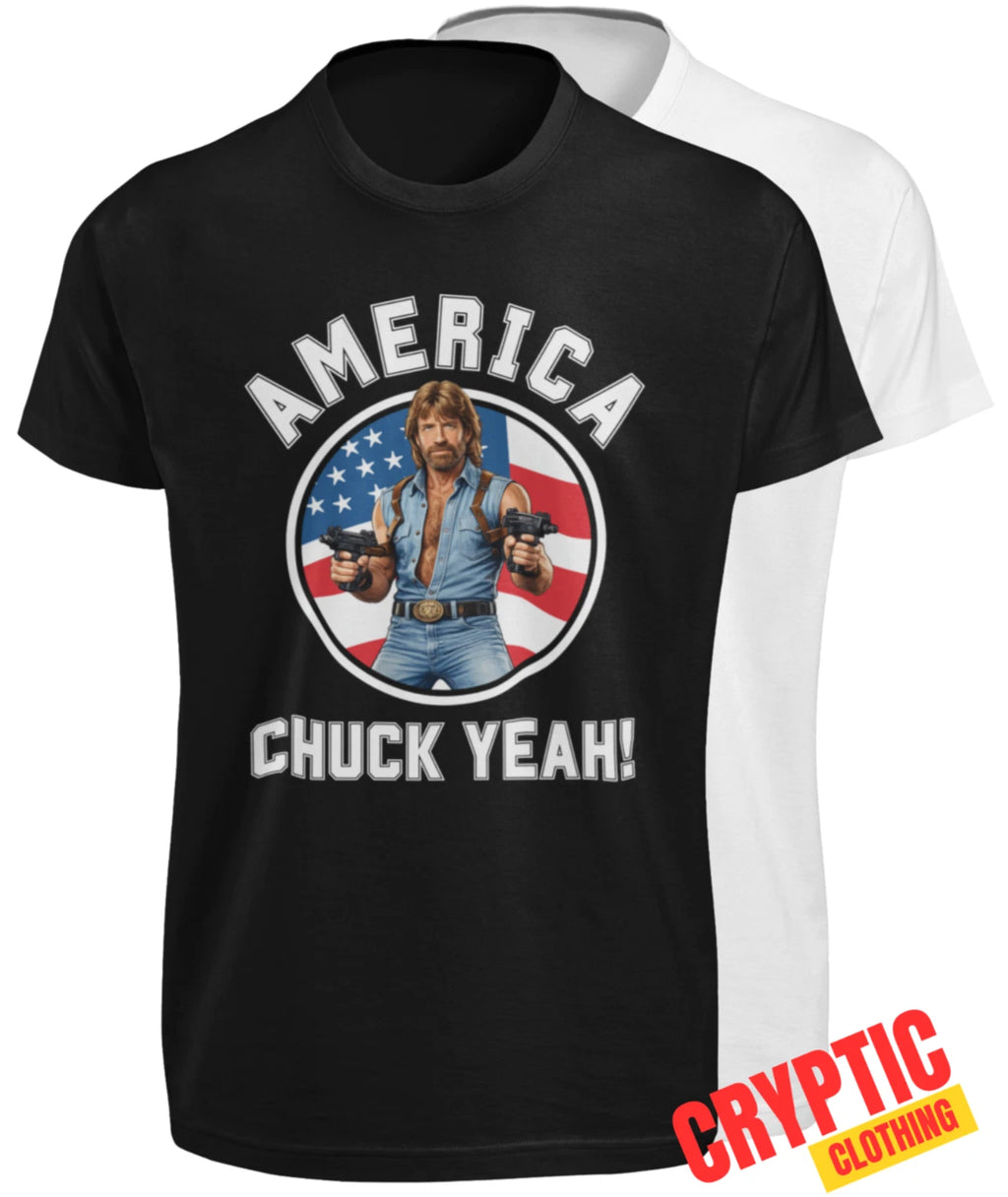 Chuck Norris America Chuck Yeah T-SHIRT 4th of July American Flag Tribute RIP