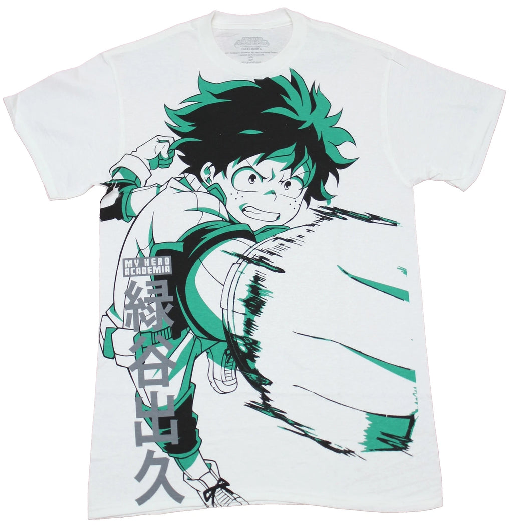 My Hero Academia Mens T-Shirt - Deku  All Over Green Highlight Punch