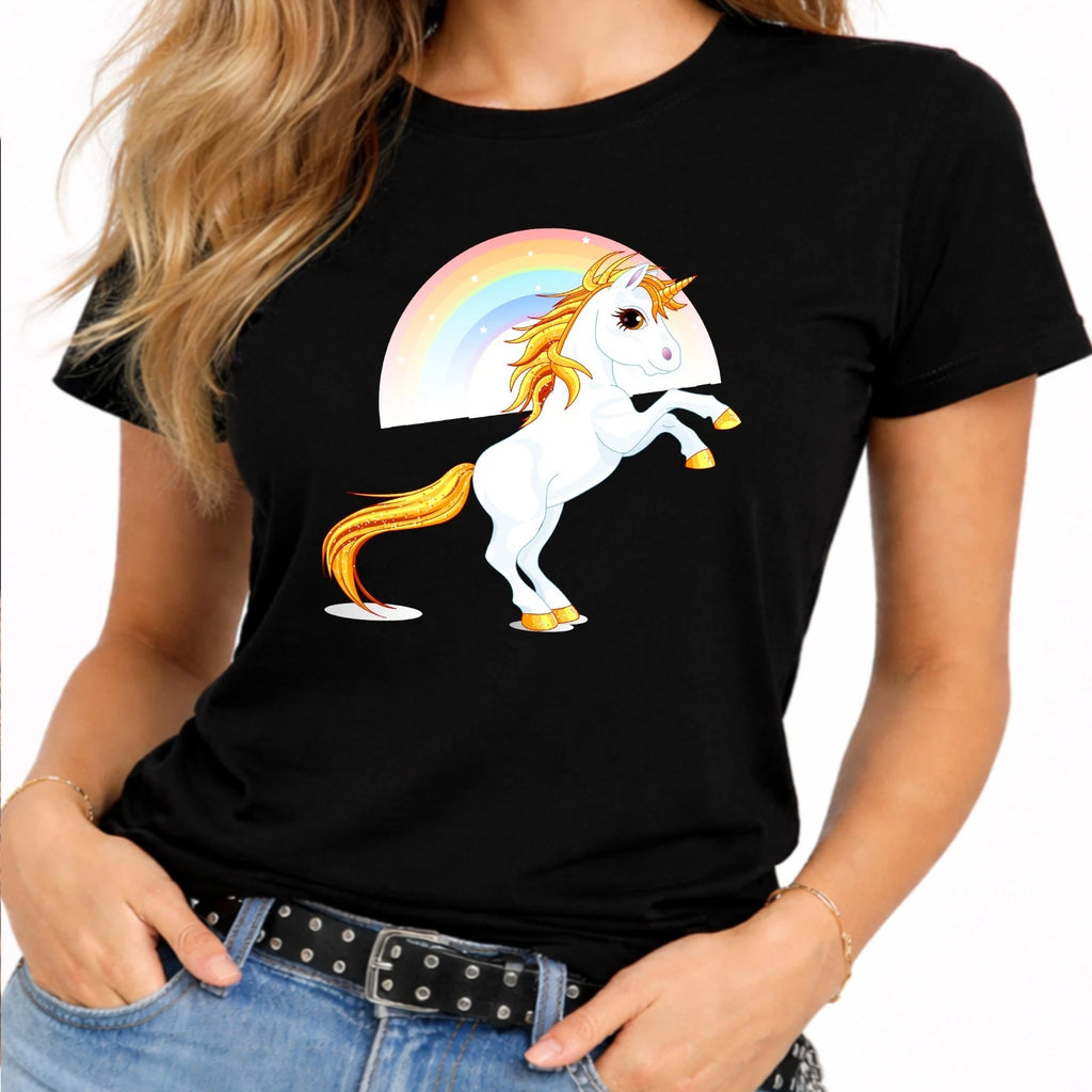 Unicorn T Shirt Rainbow Magical Fantasy Graphic Tee Women Gift Kawaii Unicorn