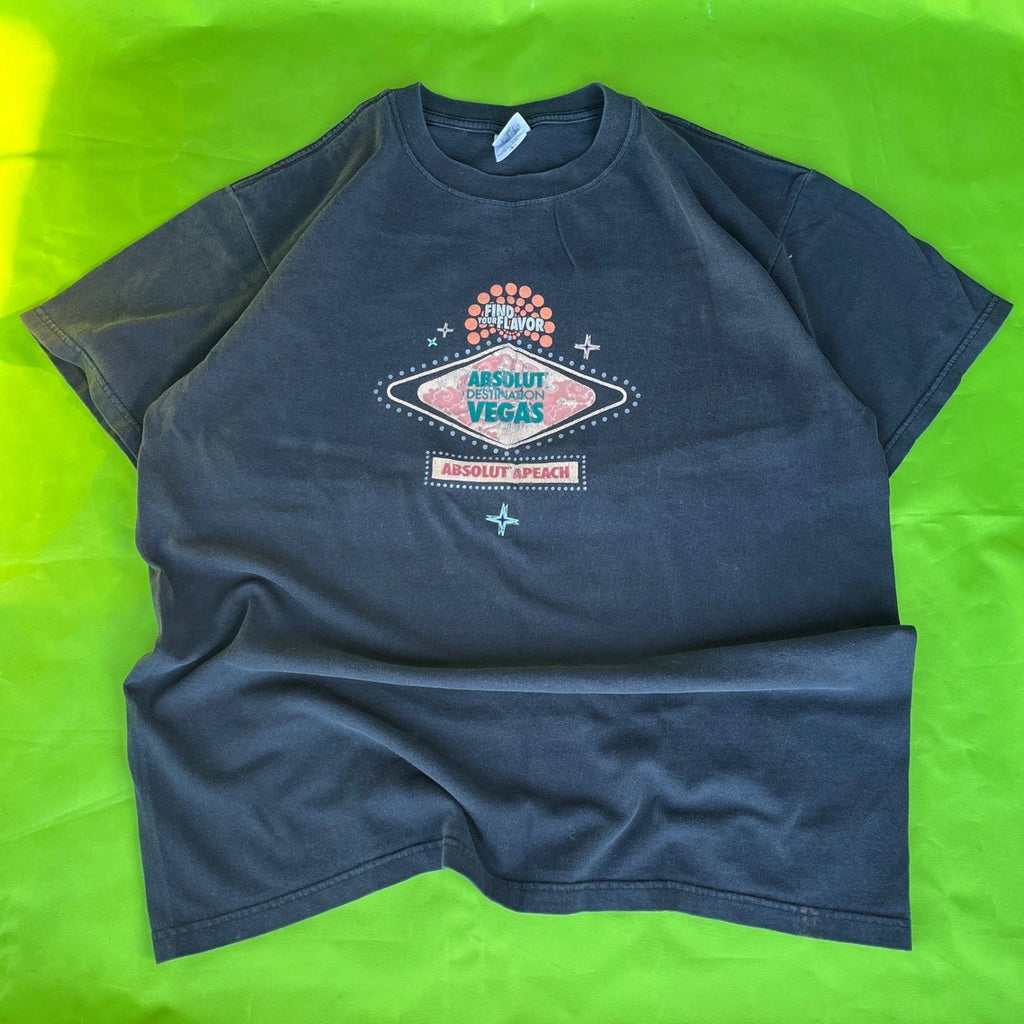 Large VTG Anvil Absolut Vodka Peach Destination Las Vegas Graphic T Shirt