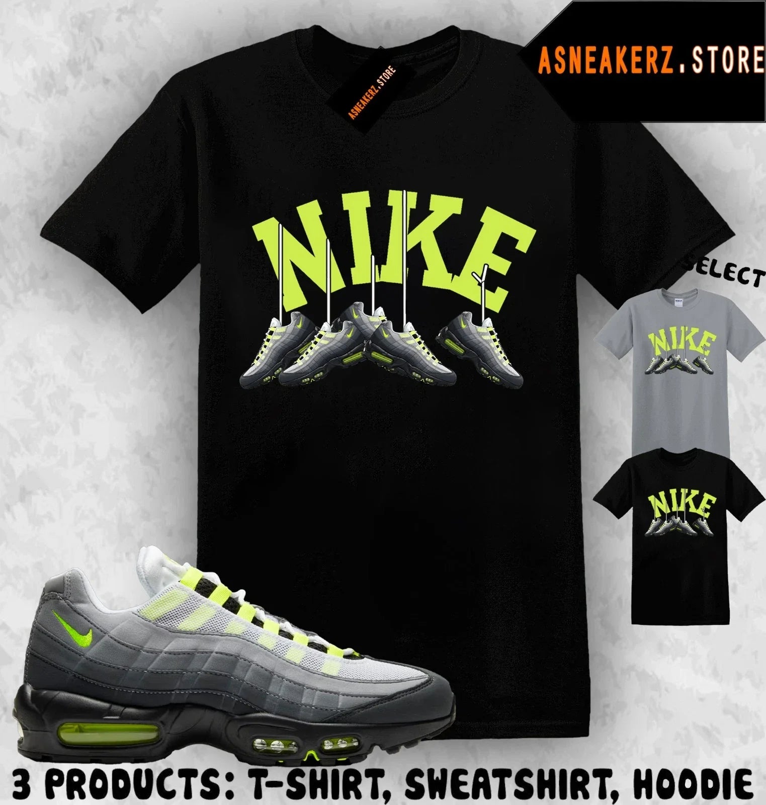Shirt Matching AM 95 Big Bubble Neon 2026 To Match Sneaker Shoe Hanging Unisex , , , Long Sleeve Tee
