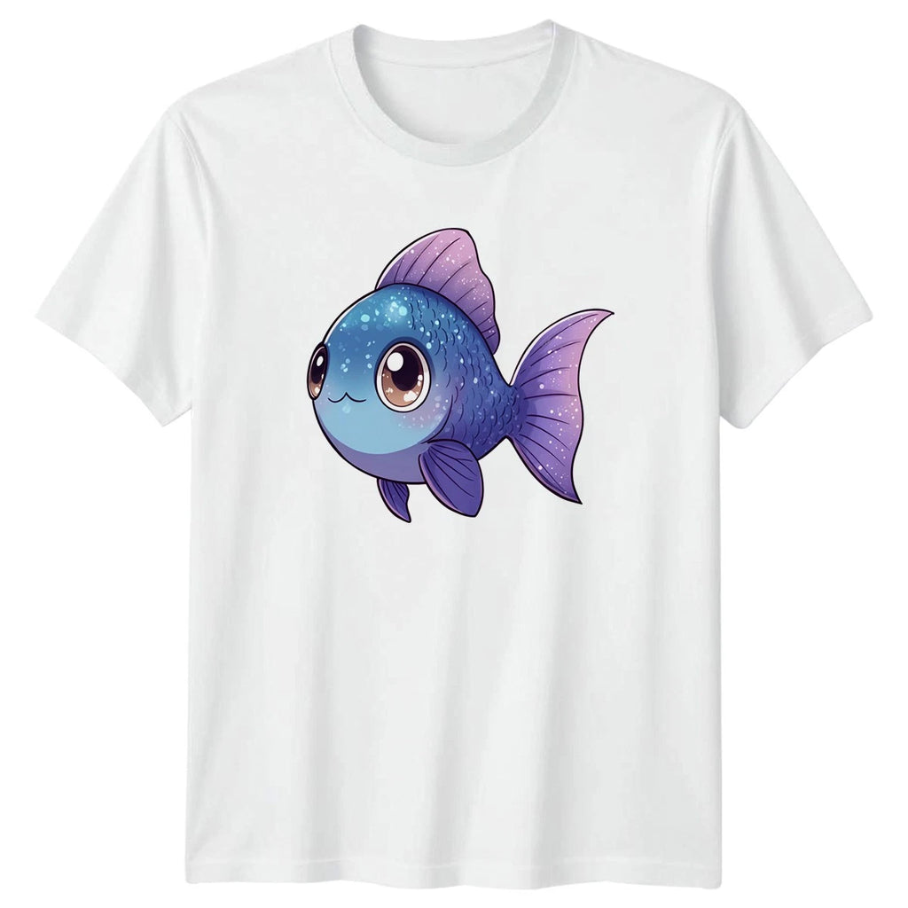 Kawaii Blue Glitter Fish T-Shirt Ocean Life Gift For Him And Her