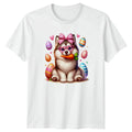 Cute Fluffy Puppy Dog Wearing Womens Husky Dog Lover Easter Gift For Her Unisex , , , Long Sleeve Tee