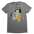 Bluey New Adult T-Shirt - Bandit Sitting with Bingo and Bluee