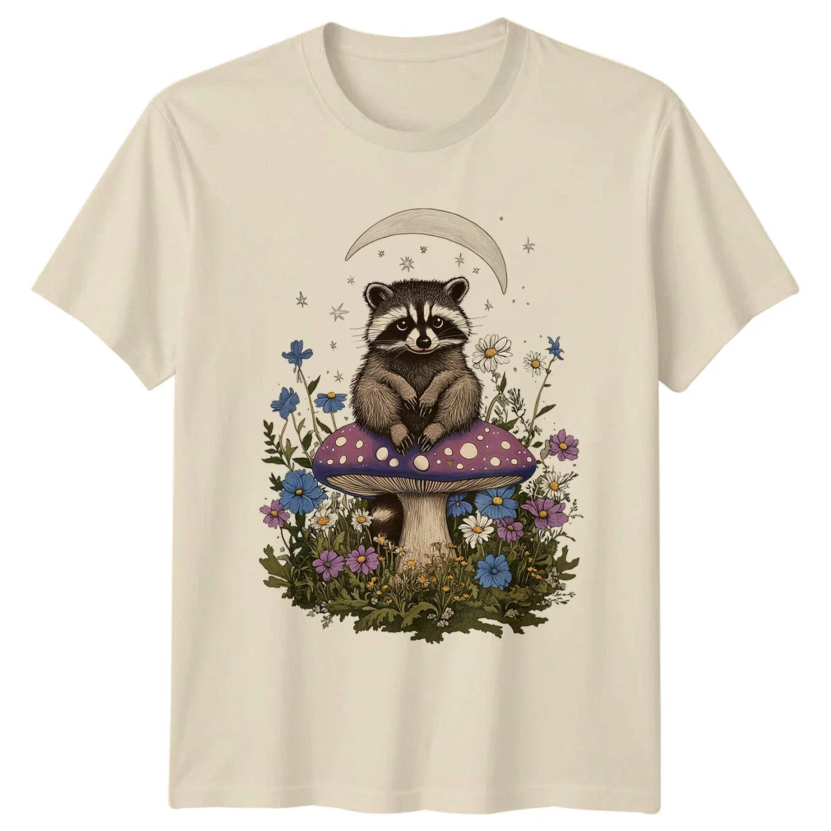 Raccoon On Mushroom Cute Animal Unisex , , , Long Sleeve Tee