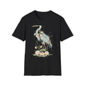 Heron Water Lily Floral Watercolor Nature Black Tee Aesthetic Graphic Unisex , , , Long Sleeve Tee