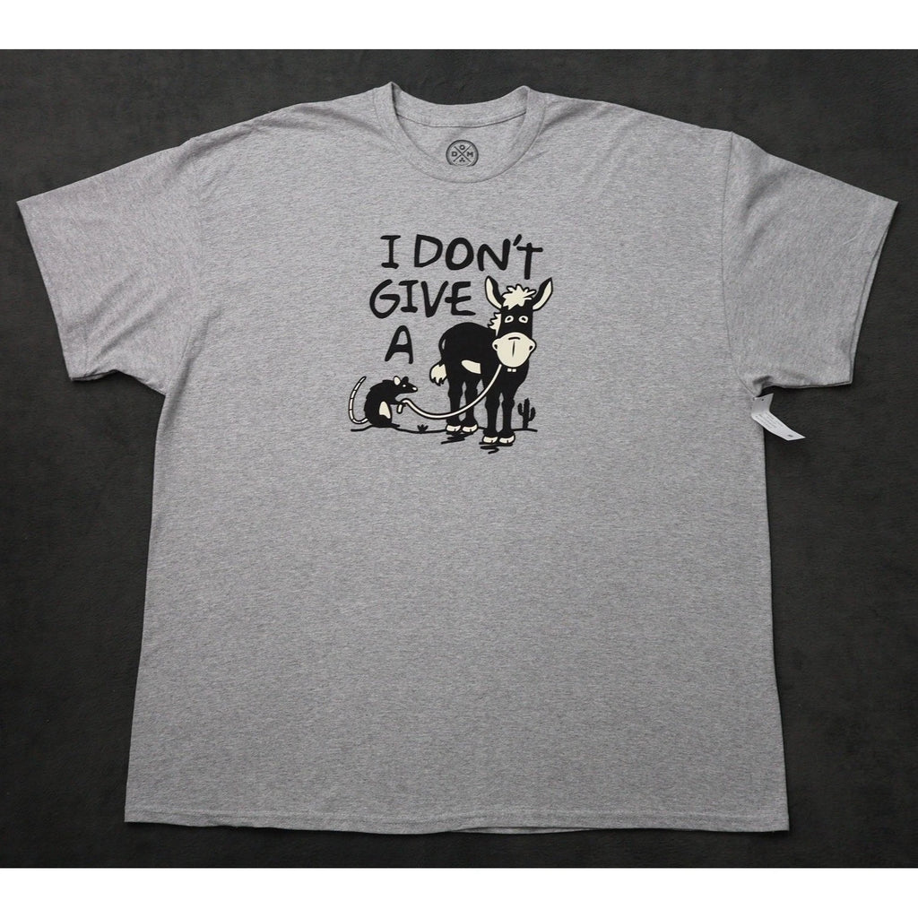 DOM Mens I Don't Give A Donkey Rat Graphic T-Shirt Gray 2XL Humor Tee