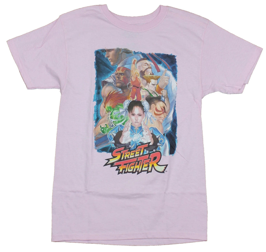 Street Fighter Mens  T-Shirt -  Chun Li Over A giant Artful Character Collage