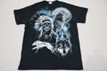 Vintage Wolf Moon Skull Adult Medium Black Wolfie Aesthetic Unisex , , , Long Sleeve Tee