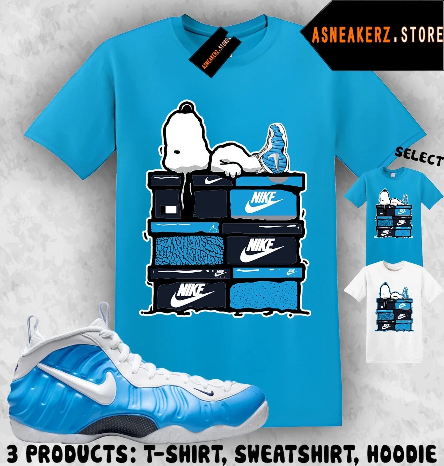 Shirt To Match Foamposite Pro University Blue Sneaker Matching Sneakerhead S Dog Unisex , , , Long Sleeve Tee