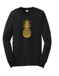 Gold Pineapple Long Sleeve Tee Cute Food Fruit Hawaiian Tropical Island T Shirt Unisex , , , Long Sleeve Tee