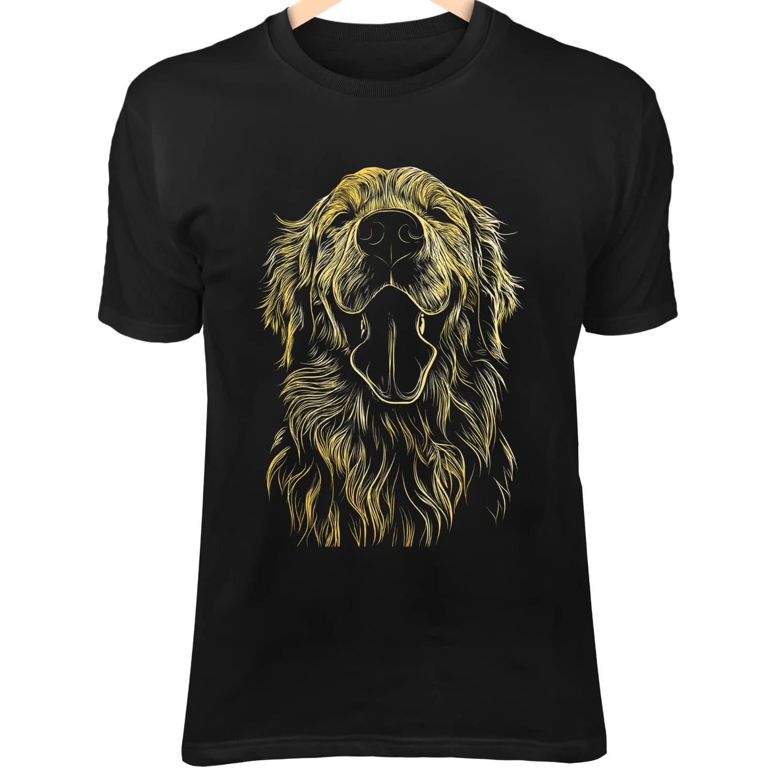 Golden Retriever Line Art - Cute Minimalist Dog Doodle with Happy Face Unisex , , , Long Sleeve Tee