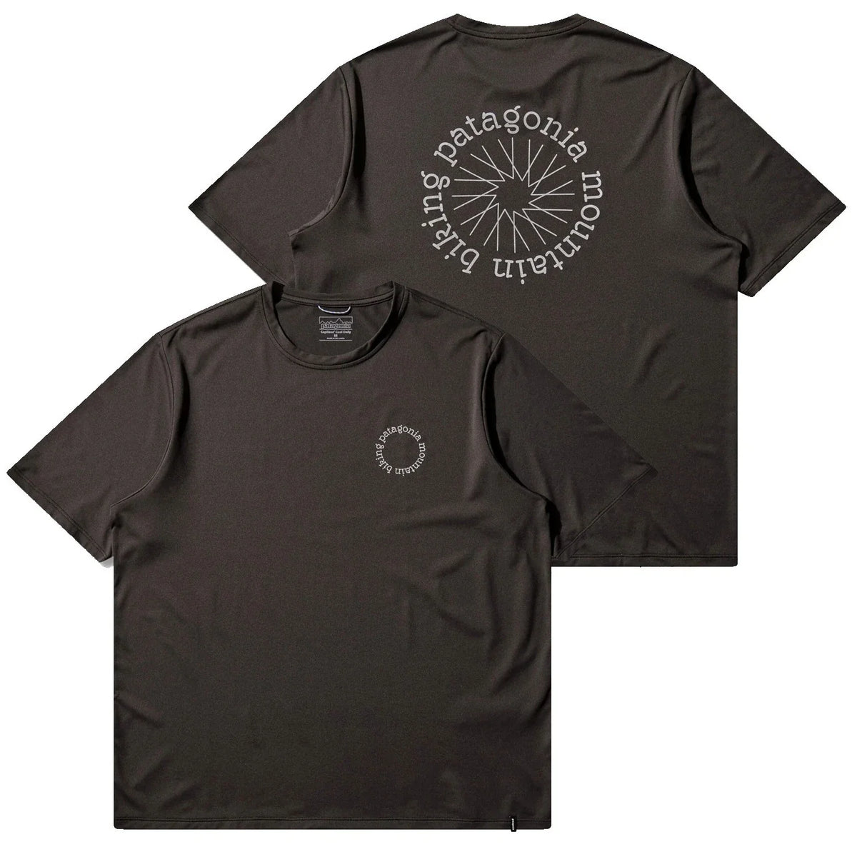Patagonia Mens - Capilene Cool Daily Spoke Stencil S/S - Black Unisex , , , Long Sleeve Tee