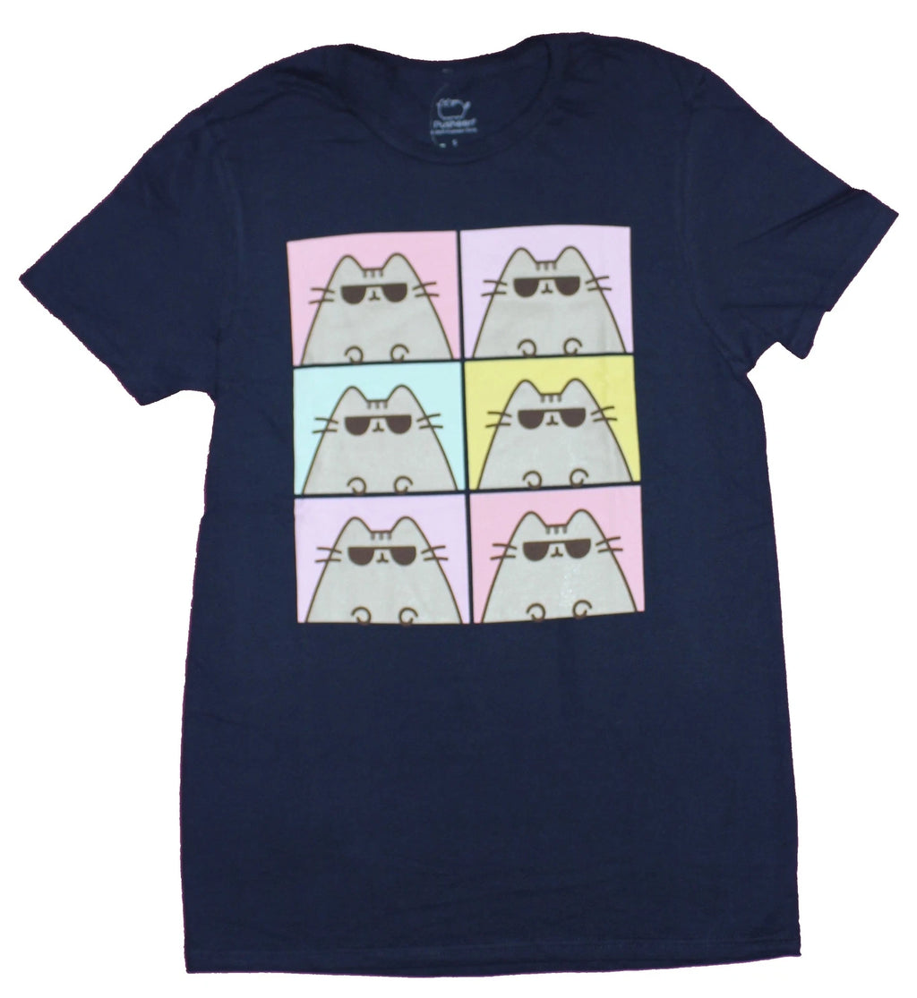 Pusheen Adult New T-Shirt - 6 Pastel Boxes of Sunglass Wearing Cat