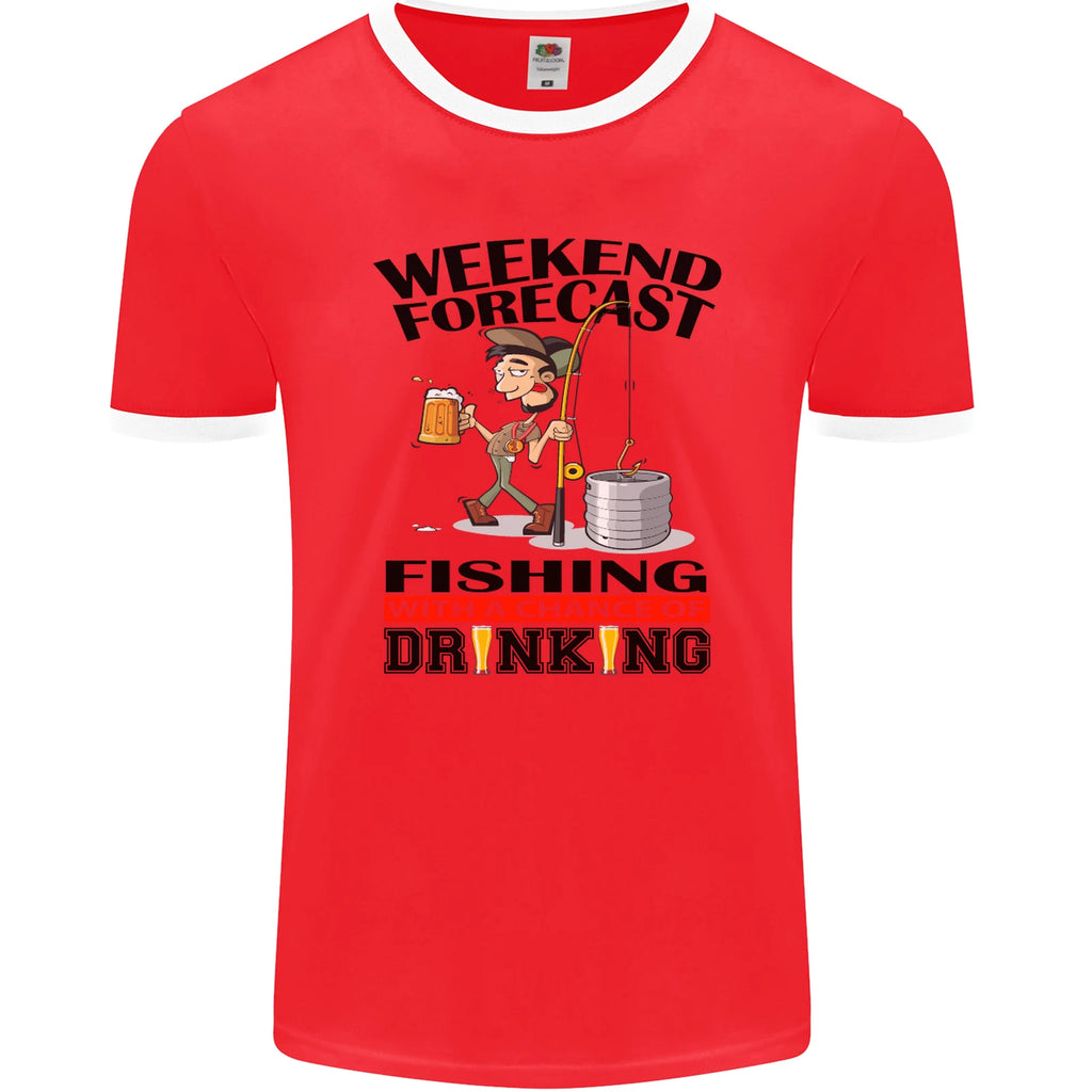 Fishing Fisherman Forecast Alcohol Beer Mens Ringer T-Shirt FotL