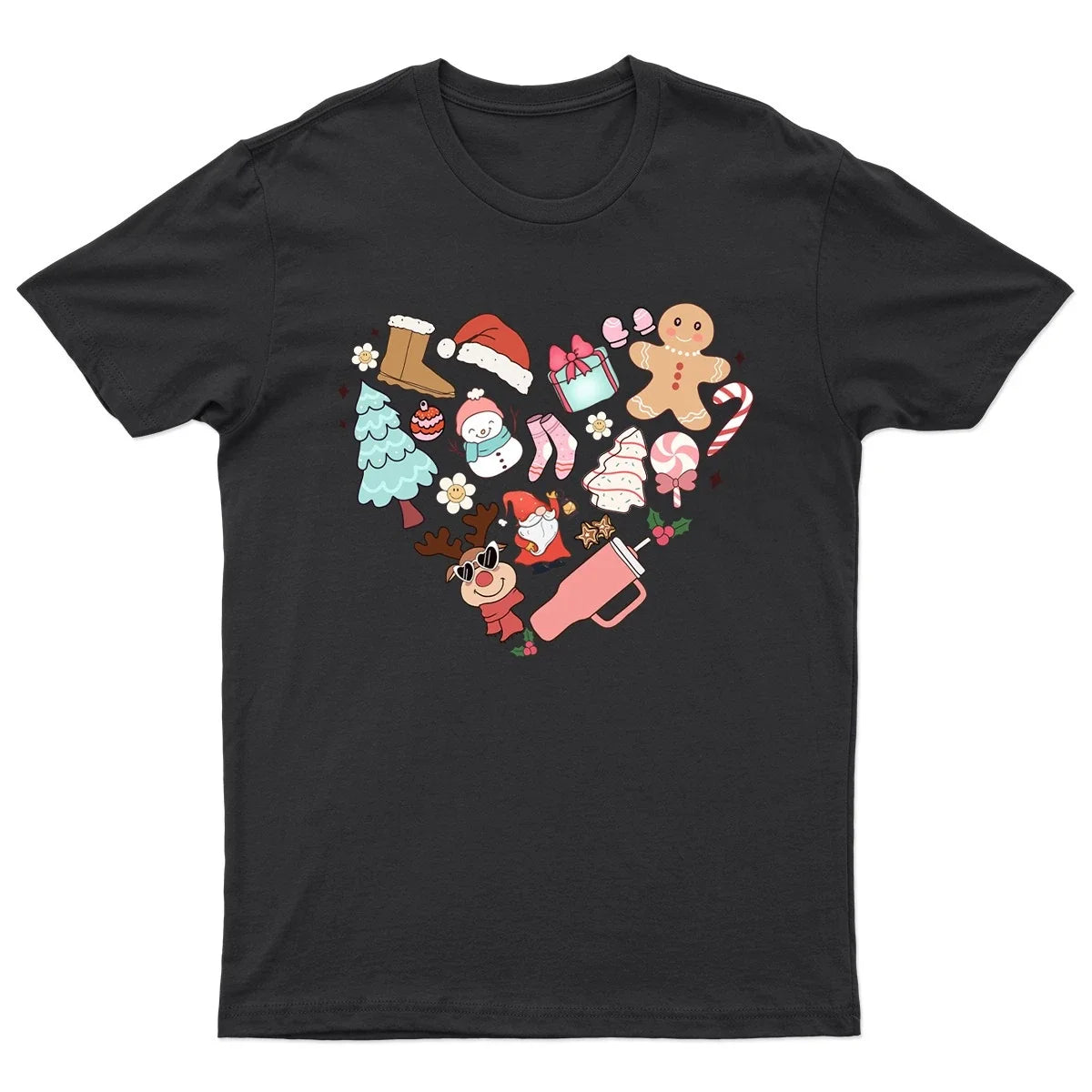 Cute Christmas Heart Holiday Unisex Gift Retro Seasonal Funny Xmas Unisex , , , Long Sleeve Tee
