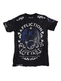 Y2K Affliction Shirt Men M Black Blue Eagle Winged Live Fast MMA Biker Goth Unisex , , , Long Sleeve Tee