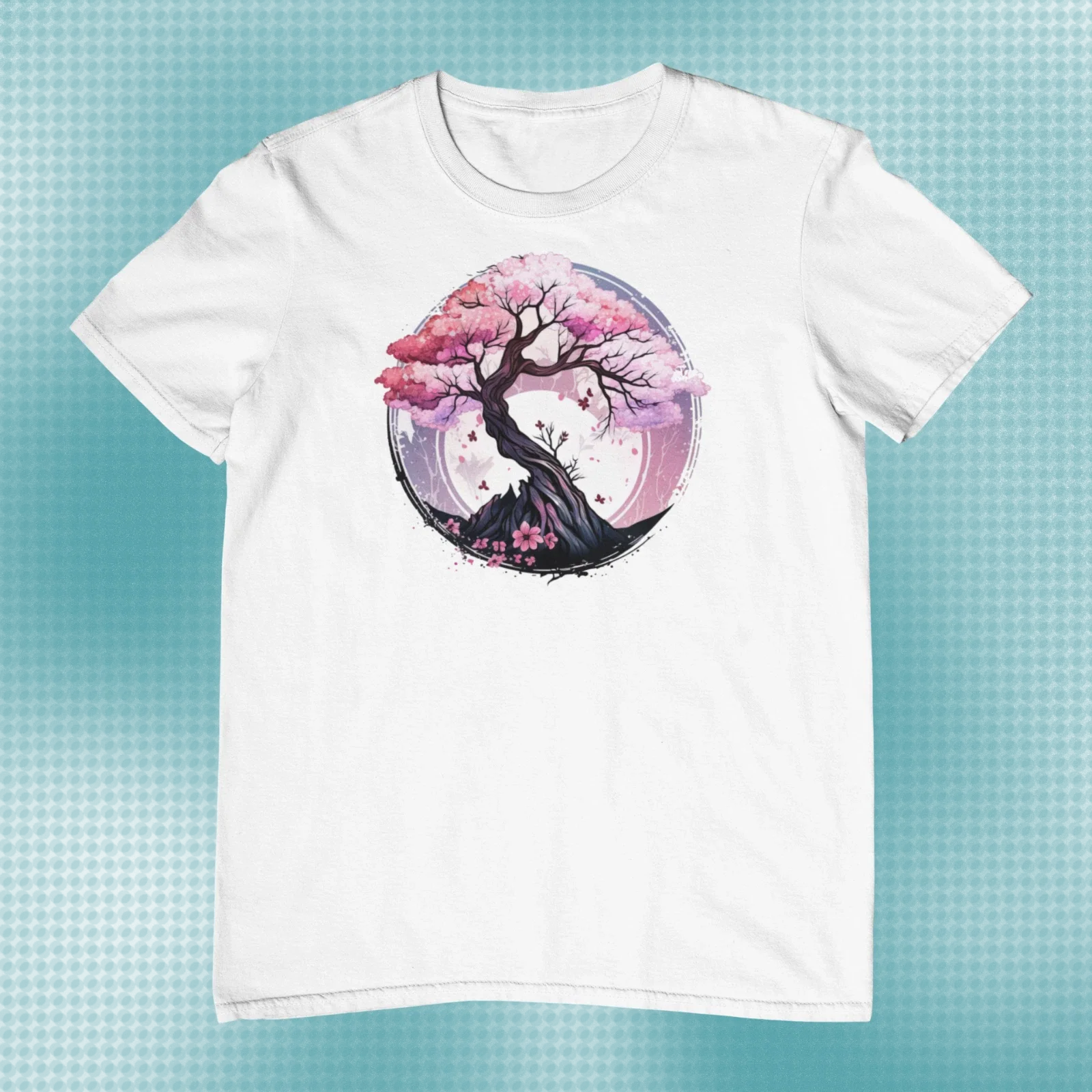 Japanese Blossom Sakura Aesthetic Printed Cotton Men's Unisex Top Tee Unisex , , , Long Sleeve Tee