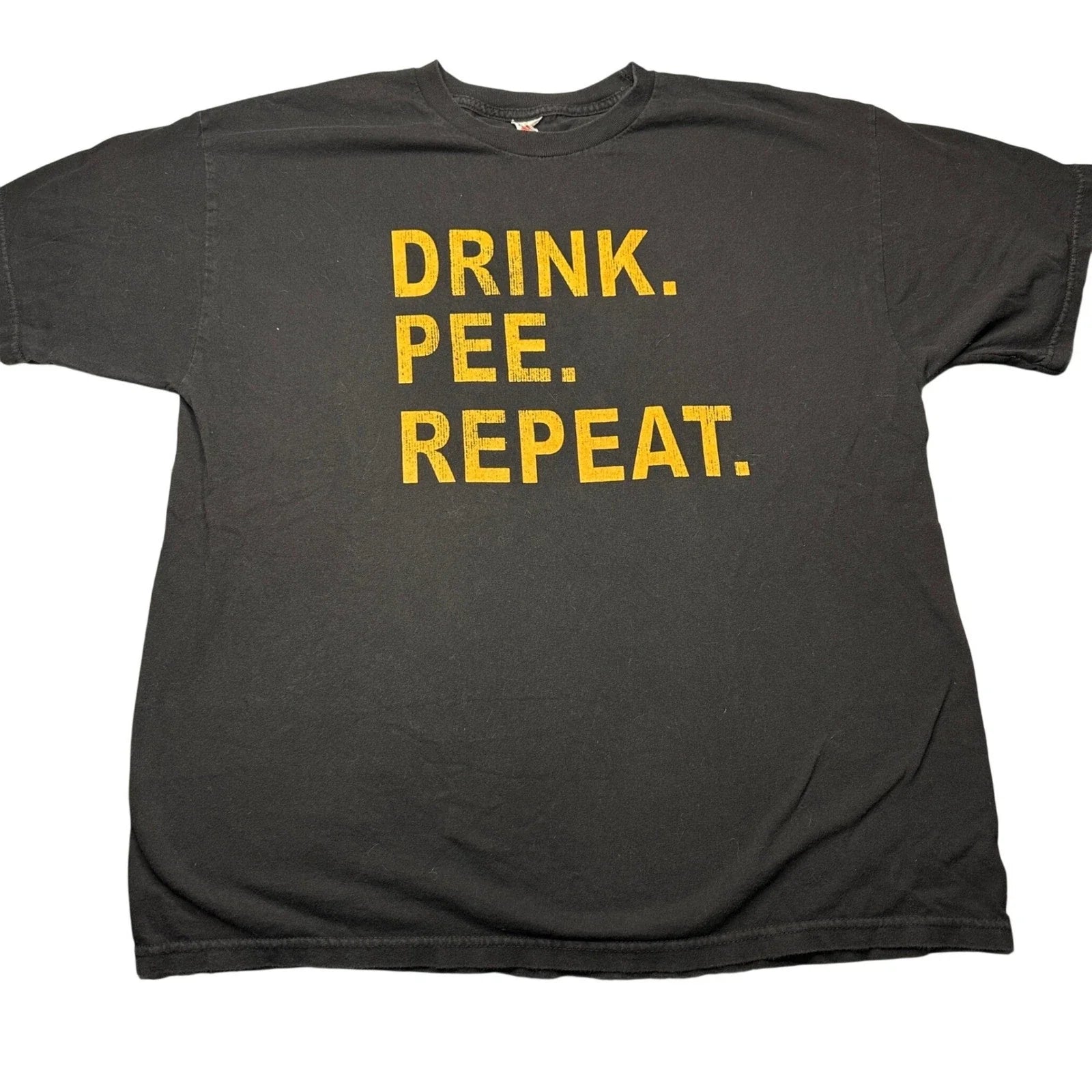 Alstyle Apparel "Drink Pee Repeat"Graphic Black Yellow Mens XL Humor Tee Unisex , , , Long Sleeve Tee