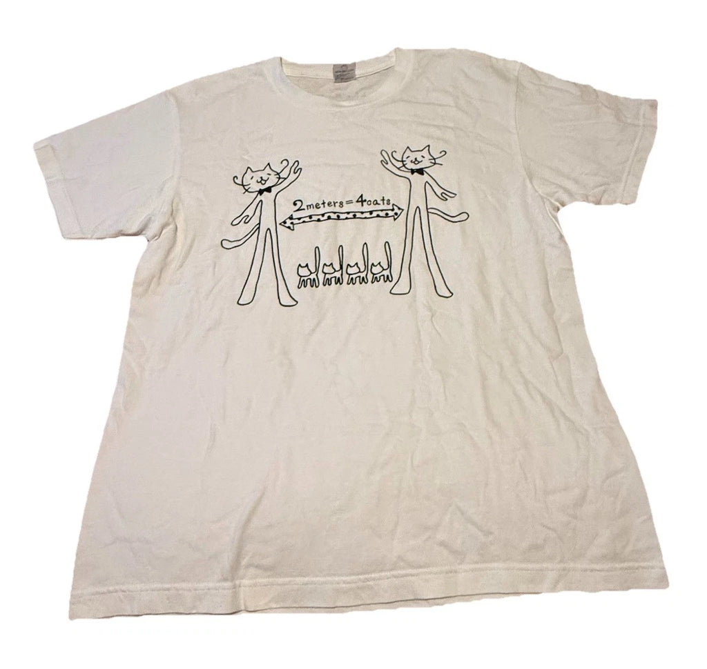 Music JIROKICHI White Kitty Shirt Cats Social Distance Women Medium Japan Kawaii
