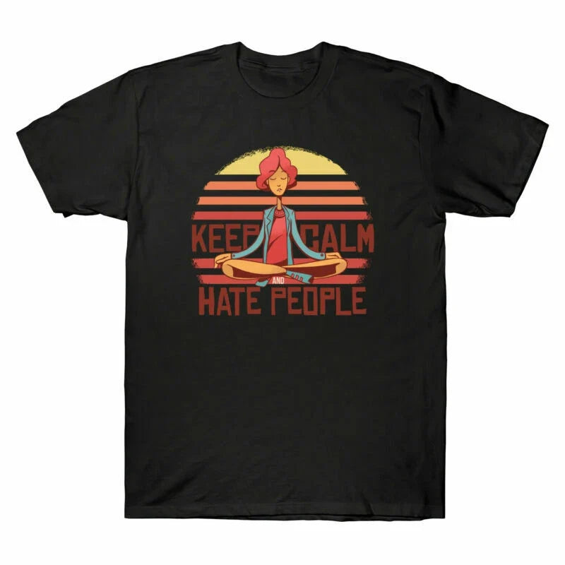 Keep Cotton Funny And Men's Gift Ironic Calm Hate Tee Cool People Unisex , , , Long Sleeve Tee